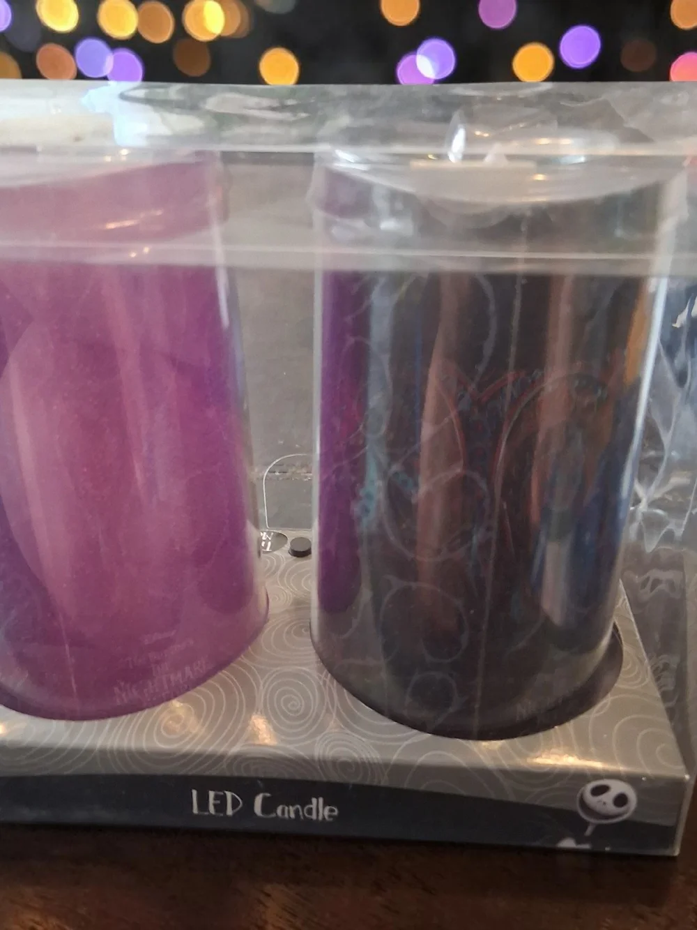 Nightmare Before Christmas color-changing LED candles featuring Jack and Sally
